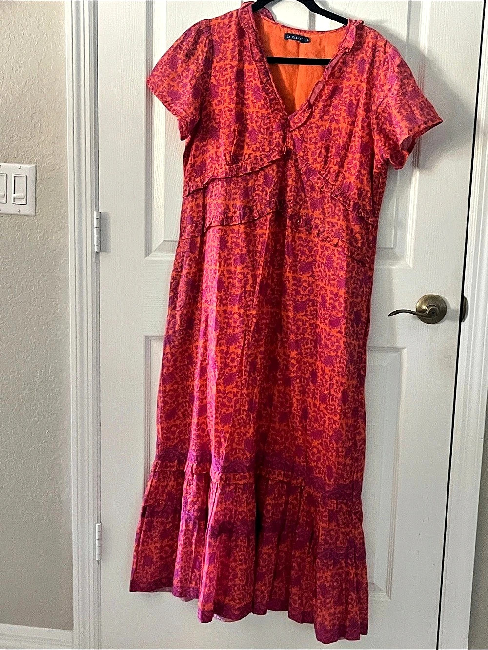 La Plage Floral Cotton Maxi Dress Size Large Like New
